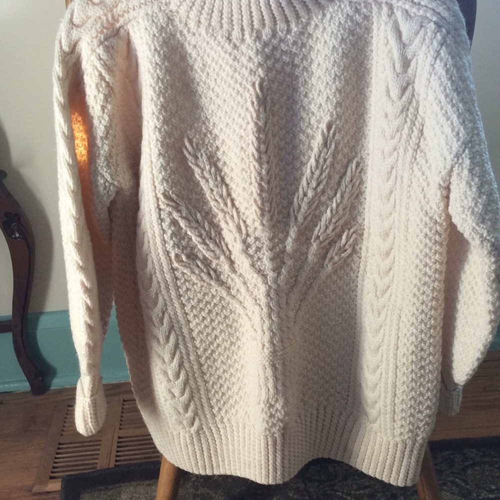 Hand knit 100% Wool Irish Pullover Sweater - Picture 3 of 7